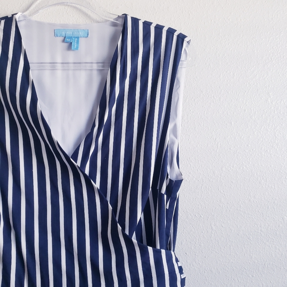 Draper James Miranda Navy Stripe Wrap Mini Dress - Picture 4 of 9